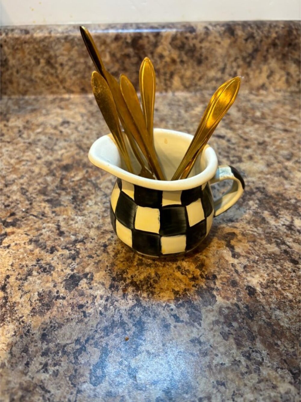 MACKENZIE-CHILDS Creamer and Sugar-Bowl Set, Black-and-White Courtly Check
